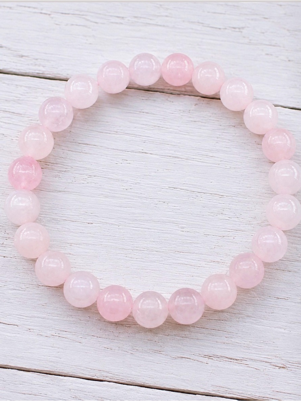 Rose Quartz Beaded Stretch Bracelet - Pink